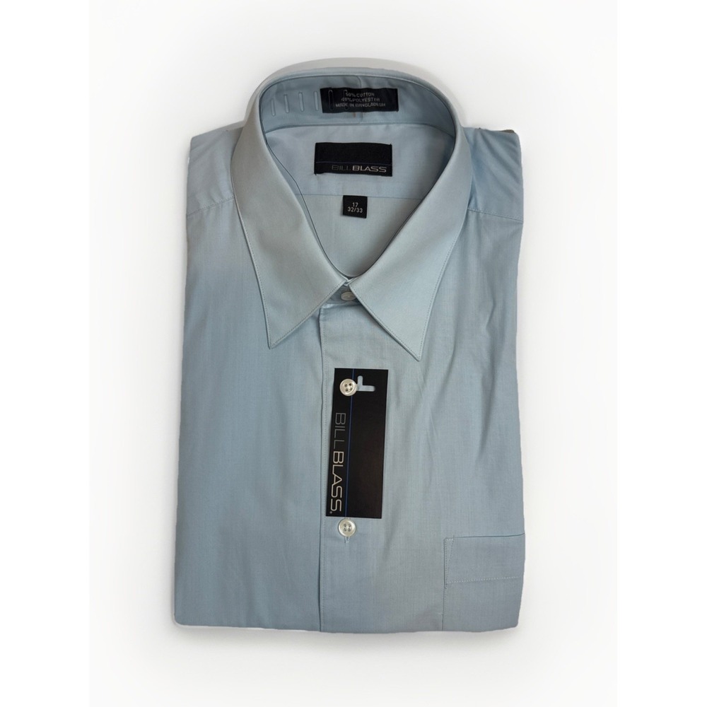 Bill Blass Men's Dress Shirt Light Blue Long Sleeve 17 32/33 Wrinkle Free NWT